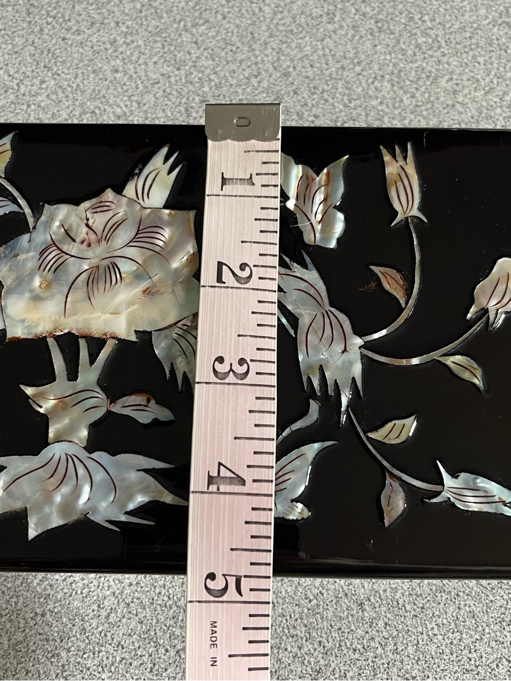 Vintage Mother of Pearl Floral Black Decorative Box - Picture 8 of 14